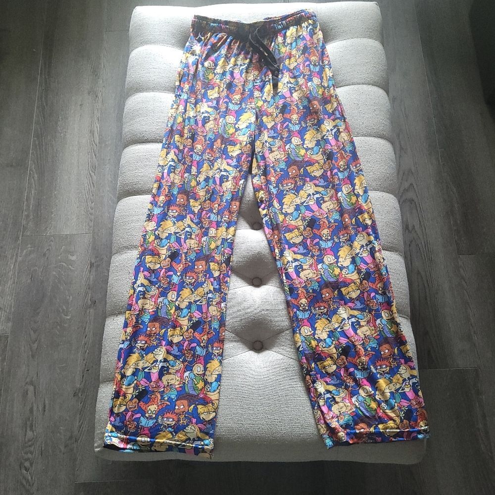 Nickelodeon 90s Cartoon Themed Unisex Pajama Pants Button Fly & Drawstring Waist